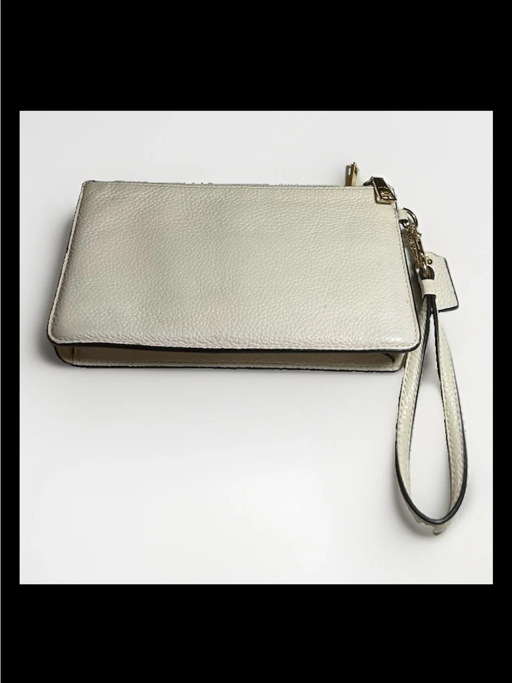Coach Crosby Clutch with Bow, Chalk Pebbled Leather, Brass Zippers, 2015